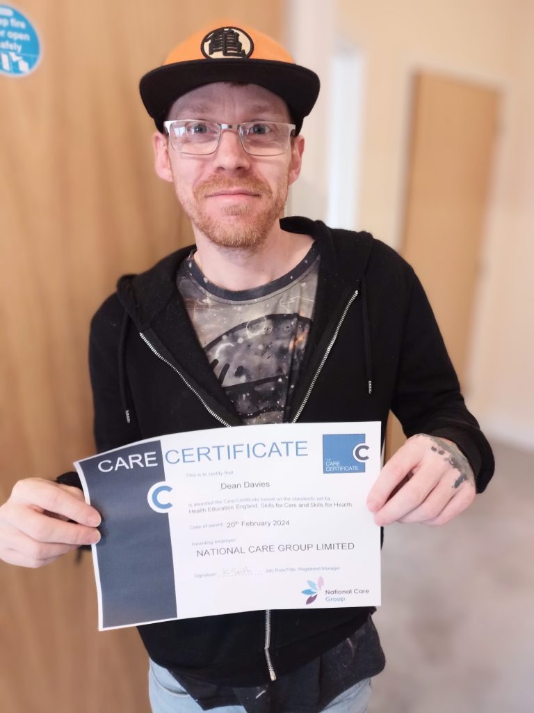 Dean with his Care Certificate