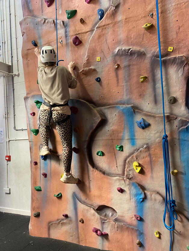 Person on a climbing wall