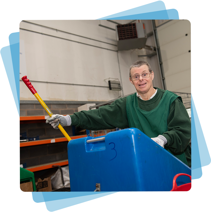 A man in a recycling plant