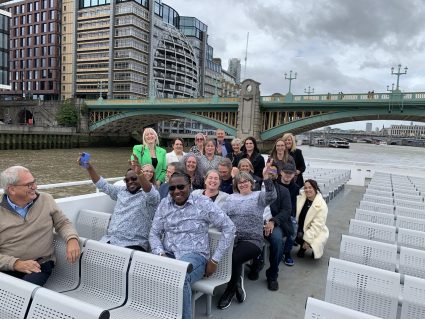 A group of people on a boat in London